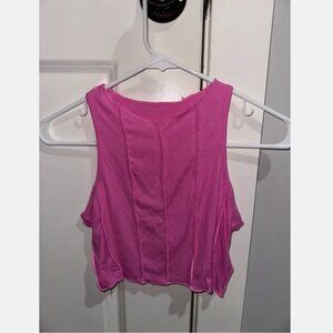 SHEIN Sz S Pink Rib Knit Crop Tank Top Sleeveless